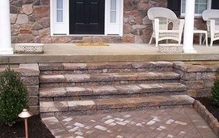 Landscape Contractor — Small Steps in Front of a House in Lin, PA